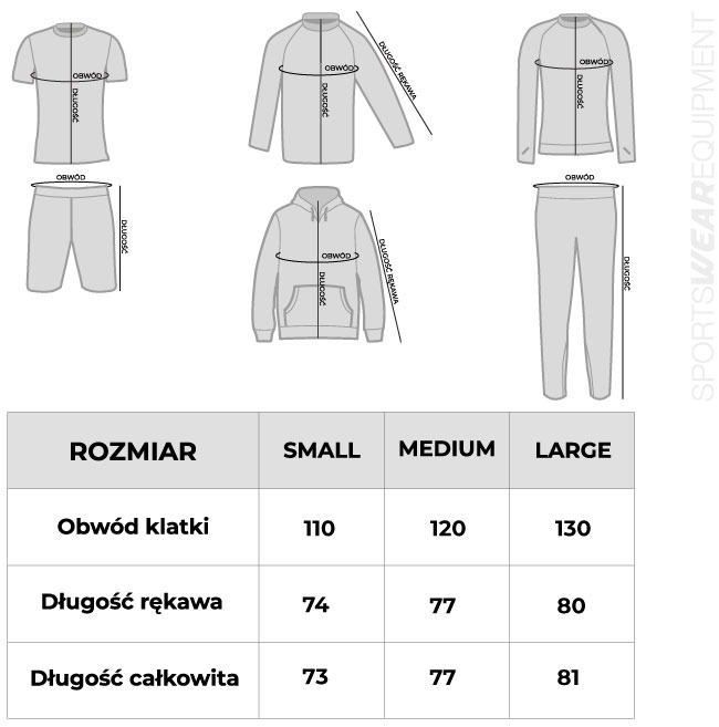 Kurtka męska anorak softshell z kapturem zielona Foggy Forest - tabela rozmiarów