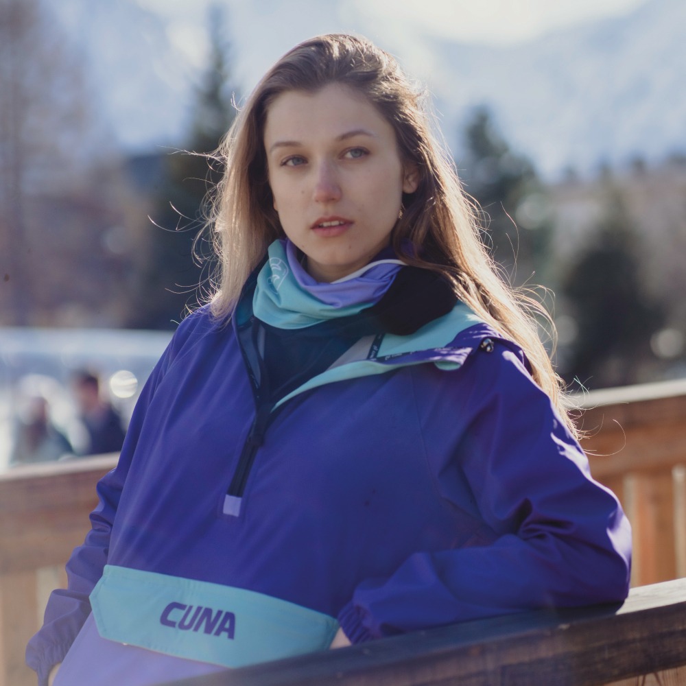 Fioletowa kurtka damska anorak z kapturem