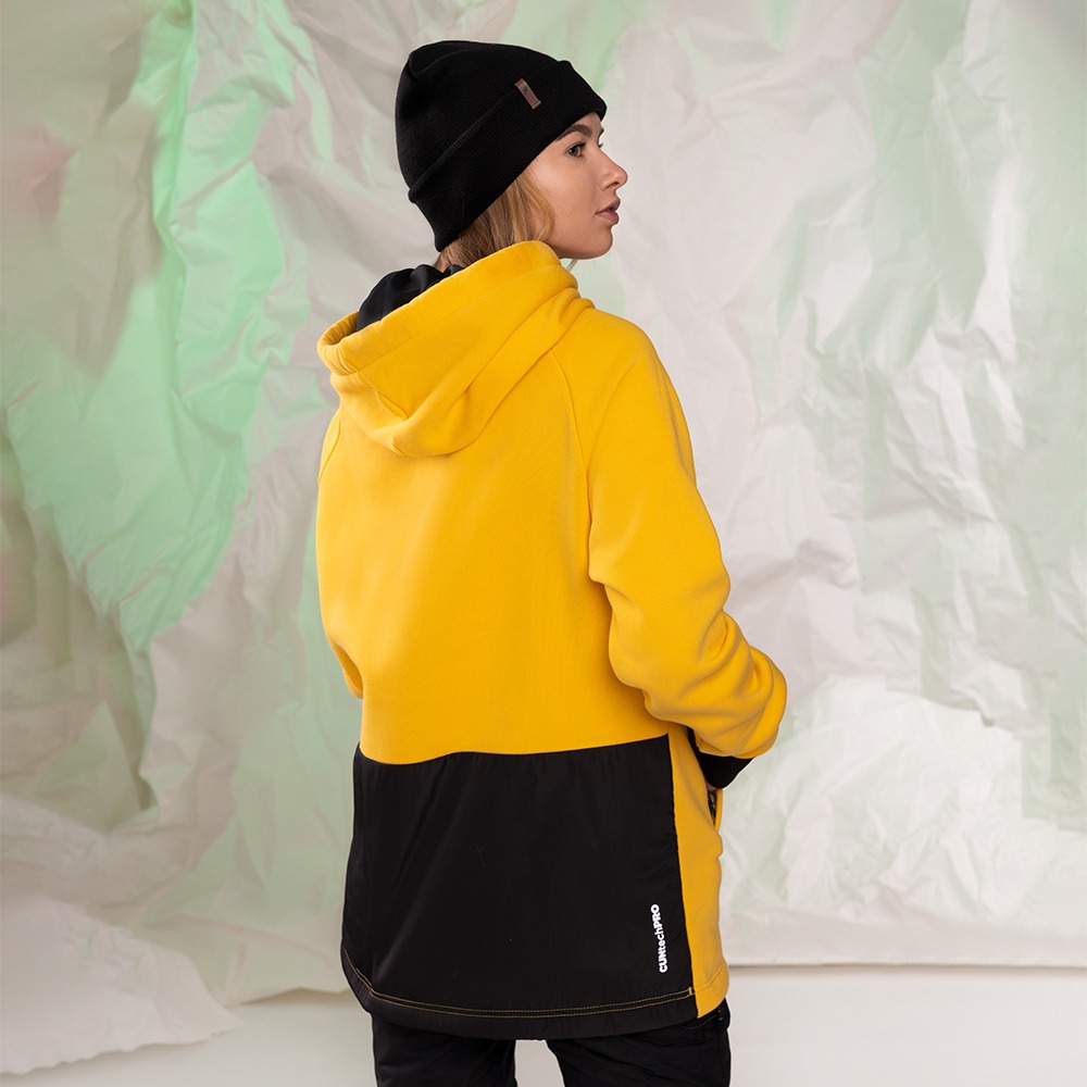 Bluza snowboardowa damska z kapturem żółta Mistral Pro wodoodporny panel z tyłu