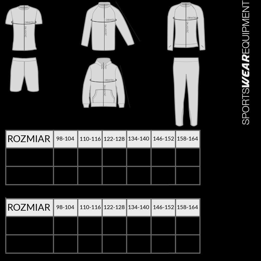 Dresy COSY BEŻOWE dziecięce - Tabela Rozmiarów