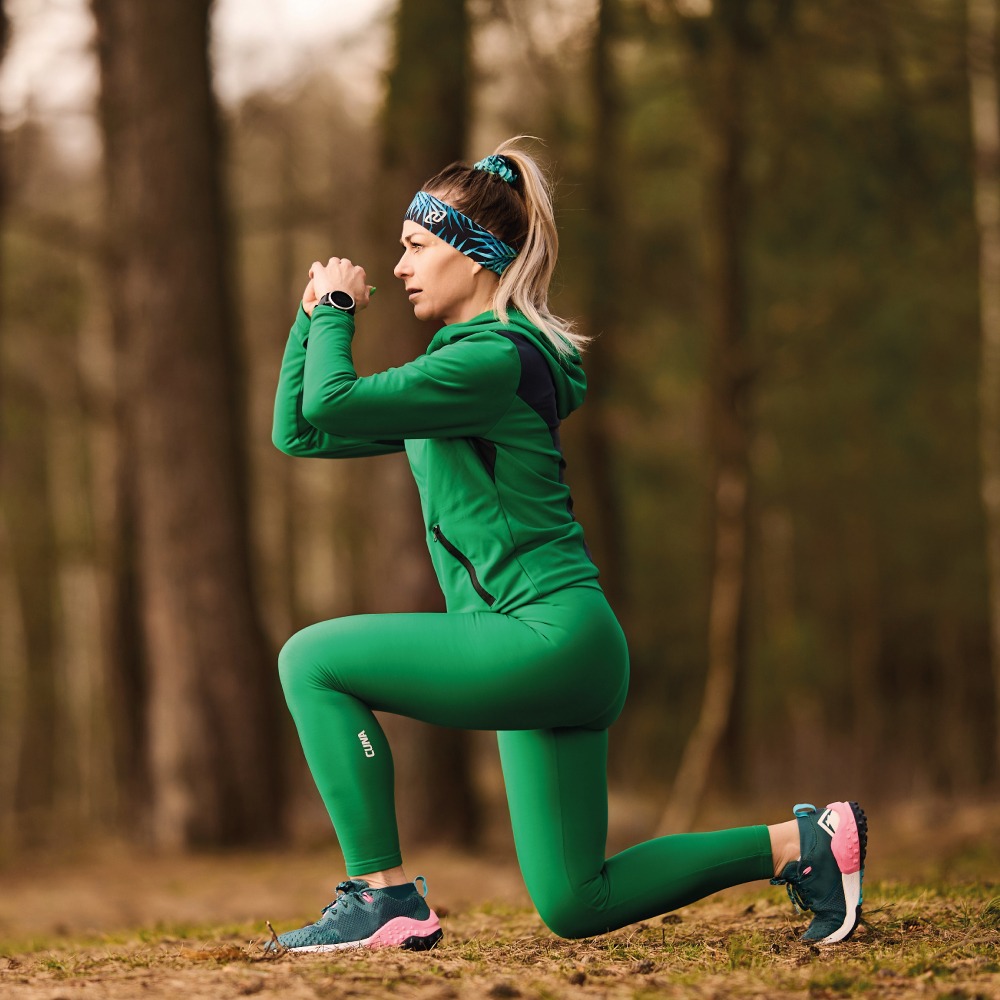 Legginsy do biegania damskie zielone Action Winter