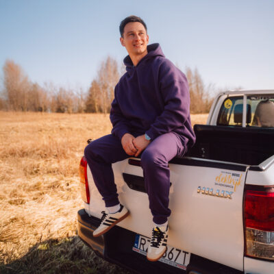 bluza fioletowa męska z kapturem