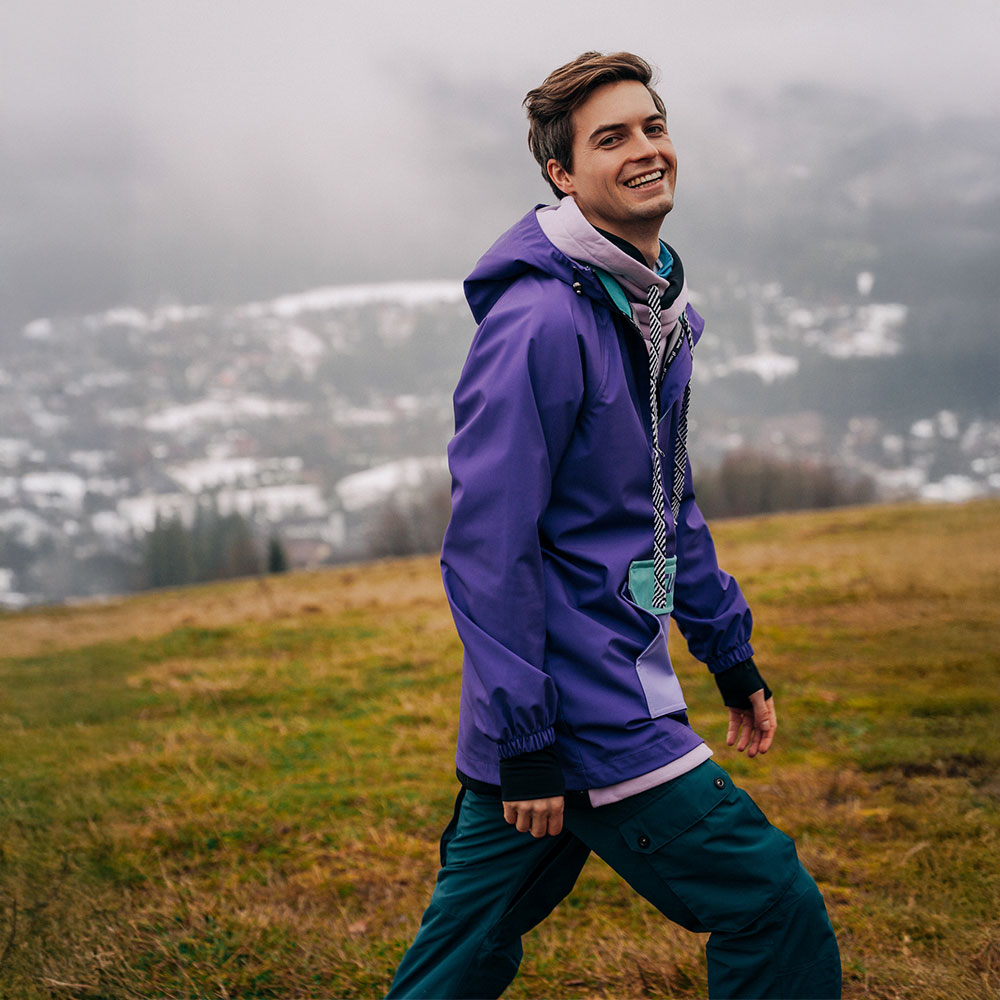 Kurtka męska anorak z kapturem fioletowa Foggy Plum
