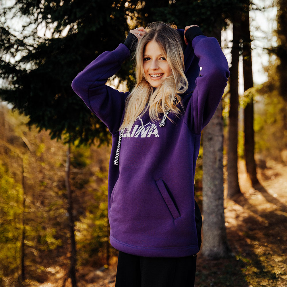 Bluza snowboardowa damska z kapturem ciemny fiolet MistralPRO