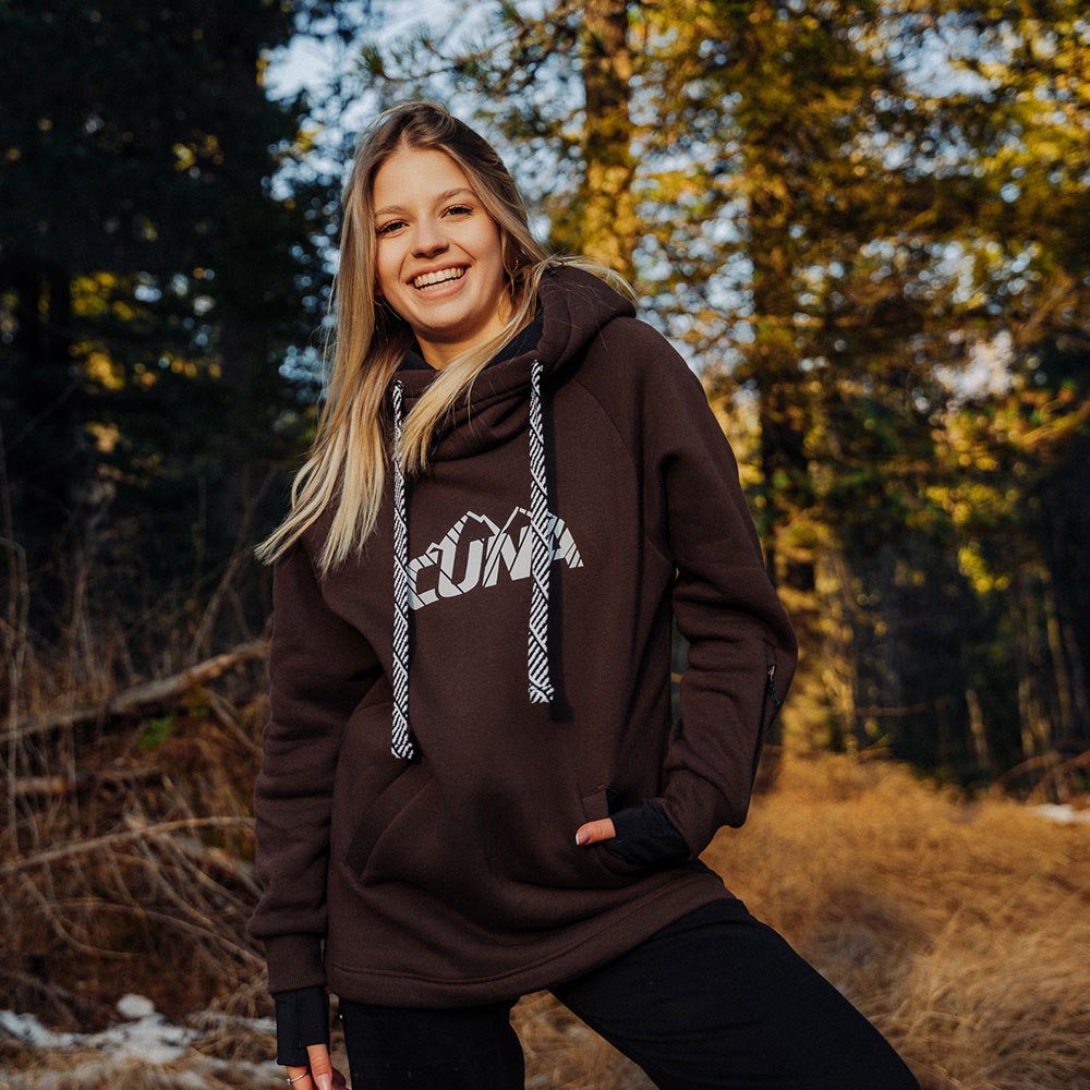 Bluza snowboardowa damska z kapturem ciemna czekolada MistralPRO