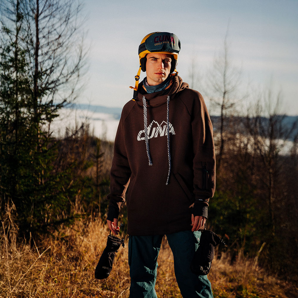 Bluza snowboardowa męska z kapturem brązowa MistralPRO